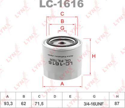 LYNXauto LC-1616 - Масляный фильтр autodnr.net