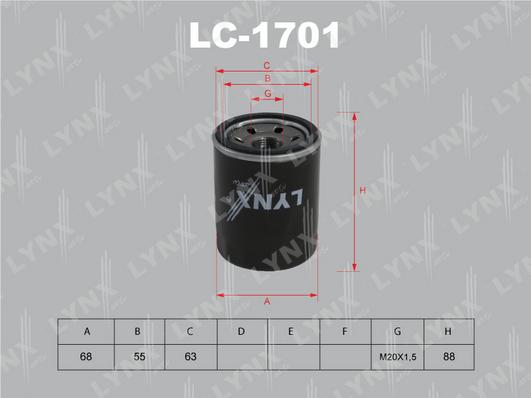 LYNXauto LC-1701 - Масляный фильтр avtokuzovplus.com.ua