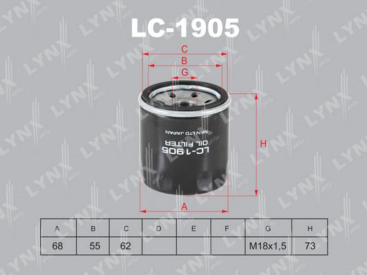 LYNXauto LC-1905 - Фильтр масляный CHEVROLET Aveo 1.2 08> - Spark 0.8-1.2 05> autodnr.net