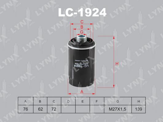 LYNXauto LC-1924 - Масляный фильтр autodnr.net