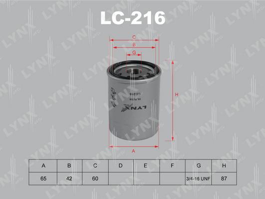 LYNXauto LC-216 - Масляный фильтр avtokuzovplus.com.ua