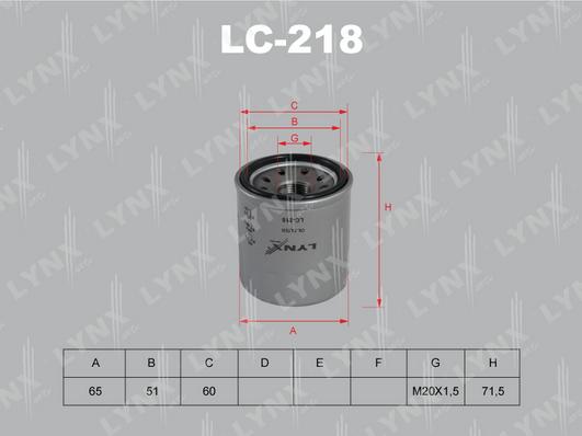 LYNXauto LC-218 - Масляный фильтр avtokuzovplus.com.ua