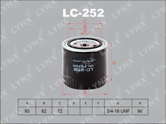 LYNXauto LC-252 - Масляный фильтр autodnr.net