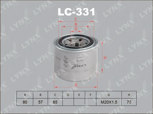 LYNXauto LC-331 - Фильтр масляный HYUNDAI Accent 1.3-1.6 94> - Elantra 1.6-2.0 00> - Getz 1.3-1.6 02> - H-1 2.4 97> - autodnr.net