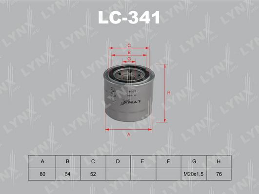 LYNXauto LC-341 - Фильтр масляный NISSAN Vanette 2.2 94-03-2.0 03>  MITSUBISHI GTO 3.0-T 90-00-Pajero 3.0-3.5 90-05  I autodnr.net