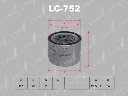 LYNXauto LC-752 - Масляный фильтр autodnr.net
