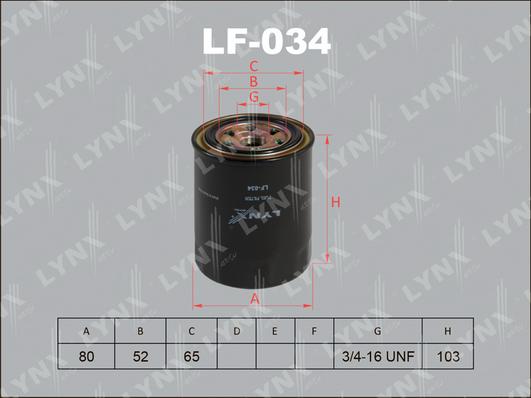 LYNXauto LF-034 - Топливный фильтр autodnr.net