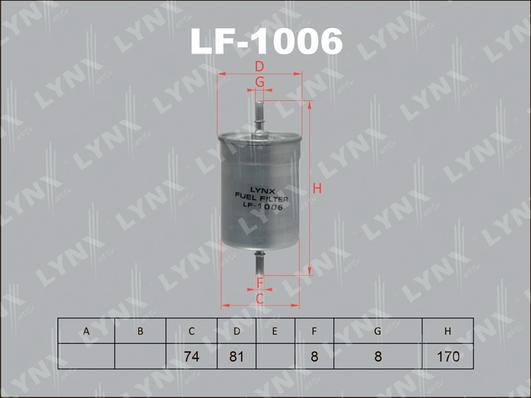LYNXauto LF-1006 - Топливный фильтр avtokuzovplus.com.ua