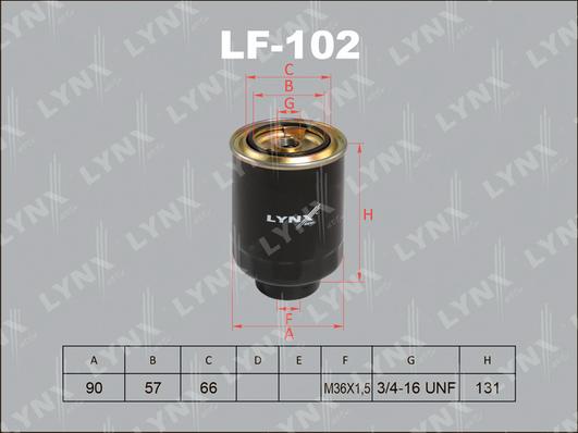 LYNXauto LF-102 - Фильтр топливный TOYOTA Quckdelivery 3.0D 01-04-Hiace 3.0TD 99-04-Land Cruiser 3.0TD 99-03-4.2TD 99- autodnr.net