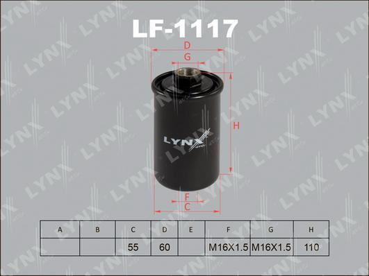 LYNXauto LF-1117 - Фильтр топливный DAEWOO Espero 1.5-2.0 95-99-Nexia 1.5 95>  LANDROVER Defender 3.9 98> - Discovery 2 autodnr.net
