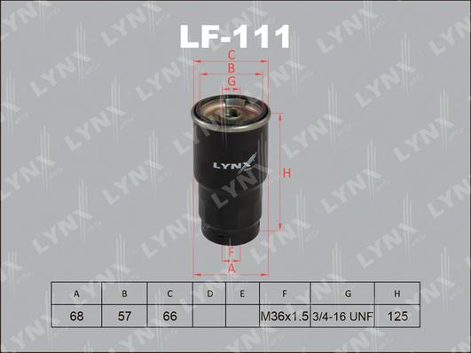 LYNXauto LF-111 - Фильтр топливный MAZDA 6 2.0D 98-04-MPV 2.0D 02> - Premacy 2.0D 99> - 323 2.0D 98-04-626 2.0D 98-02 autodnr.net