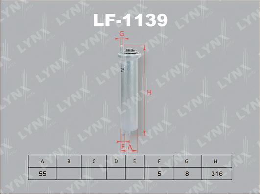 LYNXauto LF-1139 - Фильтр топливный BMW 5 E39 520-540i 96-03 - 7 E38 735-740i 96-01 - X5 E53 3.0-4.6i 00-06 autodnr.net