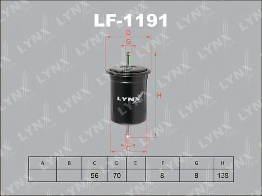 LYNXauto LF-1191 - Паливний фільтр autocars.com.ua