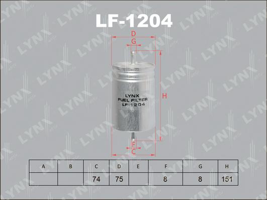 LYNXauto LF-1204 - Топливный фильтр avtokuzovplus.com.ua