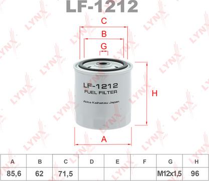 LYNXauto LF-1212 - Топливный фильтр avtokuzovplus.com.ua
