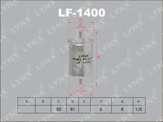 LYNXauto LF-1400 - Топливный фильтр avtokuzovplus.com.ua