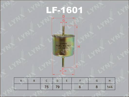 LYNXauto LF-1601 - Топливный фильтр avtokuzovplus.com.ua