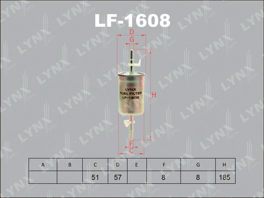 LYNXauto LF-1608 - Фильтр топливный FORD Focus I 1.4-2.0 98-04 - II 2.0 04>  MAZDA 3BK 1.4-2.3T 03>  VOLVO C30 1.6-2. autodnr.net