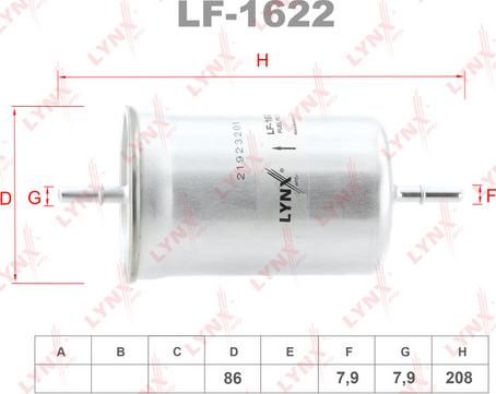 LYNXauto LF-1622 - Фильтр топливный VOLVO S40 I 1.6-2.0 95-03 - S60 I 2.0-2.4 00-10 - S80 I 2.0-3.0 98-06 - XC70 I 2.4- autodnr.net
