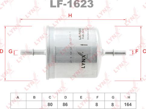 LYNXauto LF-1623 - Топливный фильтр avtokuzovplus.com.ua