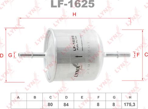 LYNXauto LF-1625 - Топливный фильтр avtokuzovplus.com.ua