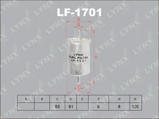 LYNXauto LF-1701 - Топливный фильтр avtokuzovplus.com.ua