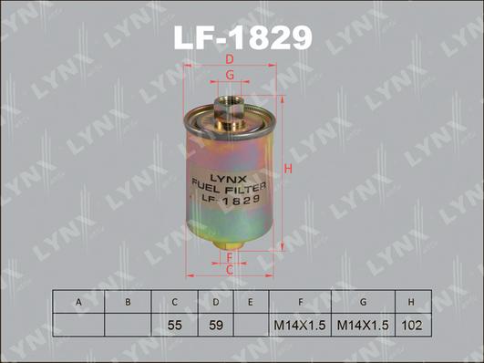 LYNXauto LF-1829 - Топливный фильтр avtokuzovplus.com.ua