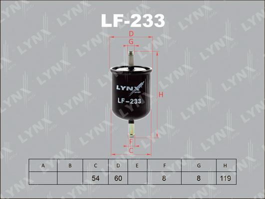 LYNXauto LF-233 - Топливный фильтр autodnr.net
