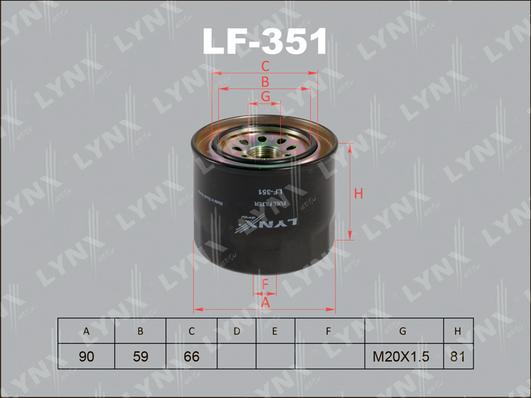 LYNXauto LF-351 - Топливный фильтр autodnr.net