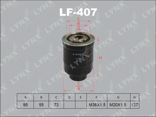 LYNXauto LF-407 - Топливный фильтр avtokuzovplus.com.ua