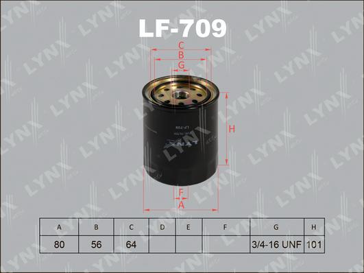 LYNXauto LF-709 - Фильтр топливный TOYOTA Land Cruiser 3.4TD-4.0TD >89  NISSAN Atlas-Condor 4.3D 95-99-4.6D 99>  ISUZU autodnr.net