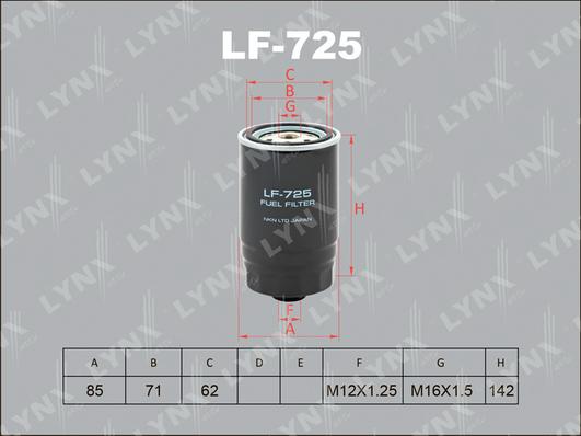 LYNXauto LF-725 - Топливный фильтр avtokuzovplus.com.ua
