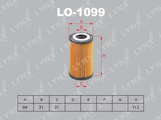 LYNXauto LO-1099 - Масляний фільтр autocars.com.ua