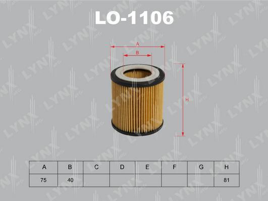 LYNXauto LO-1106 - Масляний фільтр autocars.com.ua