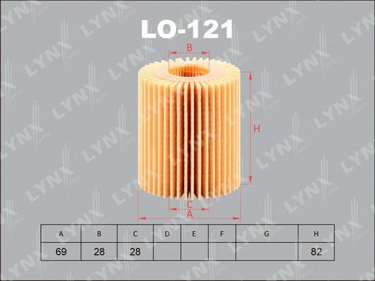 LYNXauto LO-121 - Фильтр масляный TOYOTA Auris 2.0D 07> - Avensis 2.0D-2.2D 05> - RAV 4 2.2D 08>  LEXUS LS-GS460 06> autodnr.net