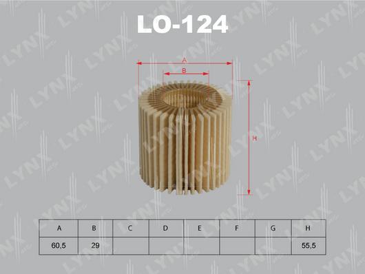 LYNXauto LO-124 - Фильтр масляный TOYOTA Avensis 1.6-2.0 08> - RAV 4 2.0 08> - Yaris 1.8 07>  LEXUS CT200h 11> autodnr.net