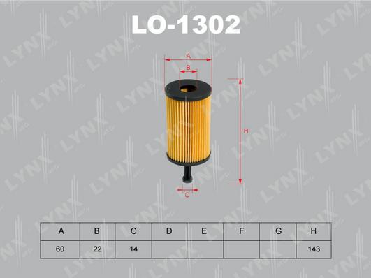 LYNXauto LO-1302 - Фильтр масляный CITROEN Berlingo 1.1-1.6 96> - C2 1.1-1.6 03> - C3 1.1-1.6 02>  PEUGEOT 206 1.1-1.6 autodnr.net