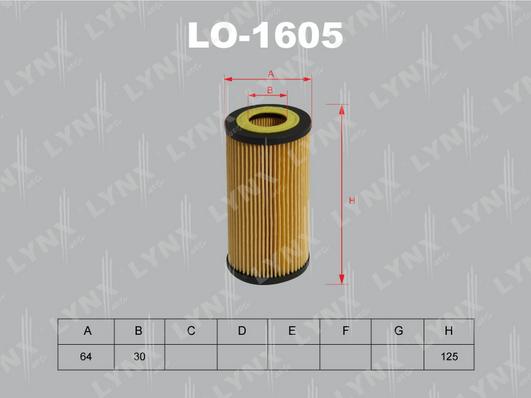 LYNXauto LO-1605 - Масляний фільтр autocars.com.ua
