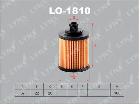 LYNXauto LO-1810 - Фильтр масляный ALFA ROMEO Mito 1.3D 08>  FIAT Doblo 1.3D 04> - Fiorino 1.3D 08> - Idea 1.3D 05> - P autodnr.net