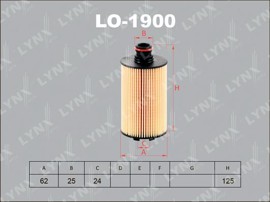 LYNXauto LO-1900 - Масляний фільтр autocars.com.ua