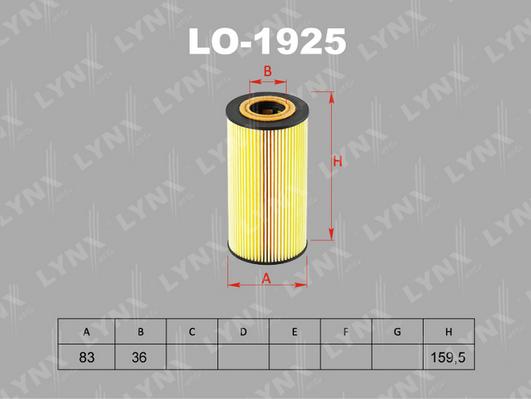 LYNXauto LO-1925 - Масляний фільтр autocars.com.ua