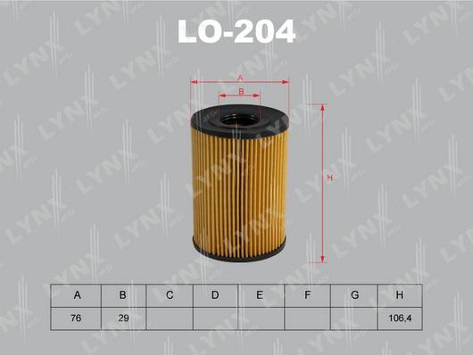 LYNXauto LO-204 - Масляный фильтр avtokuzovplus.com.ua
