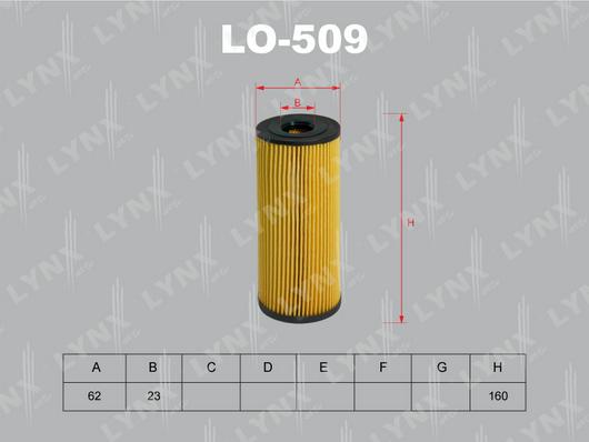 LYNXauto LO-509 - Масляний фільтр autocars.com.ua