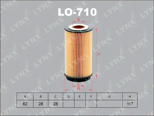 LYNXauto LO-710 - Масляний фільтр autocars.com.ua