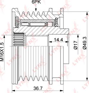LYNXauto PA-1125 - Шкив генератора, муфта autodnr.net