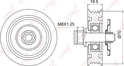 LYNXauto PB-5034 - Паразитний / провідний ролик, поліклиновий ремінь autocars.com.ua