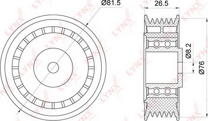 LYNXauto PB-5363 - Паразитний / провідний ролик, поліклиновий ремінь autocars.com.ua