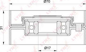 LYNXauto PB-7065 - Паразитний / провідний ролик, поліклиновий ремінь autocars.com.ua