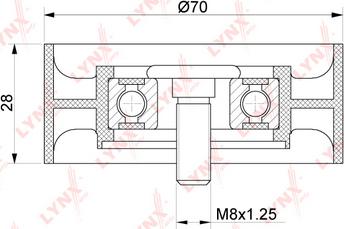 LYNXauto PB-7204 - Паразитний / провідний ролик, поліклиновий ремінь autocars.com.ua