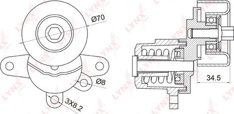 LYNXauto PT-3028 - Натягувач ременя, клинові зуб. autocars.com.ua